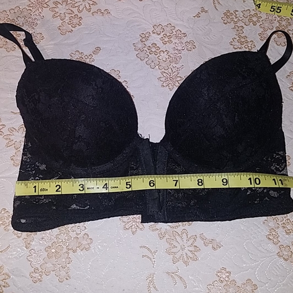 36B black lace sexy goth crop top bustier bra bralette cupped club party small - Picture 7 of 7